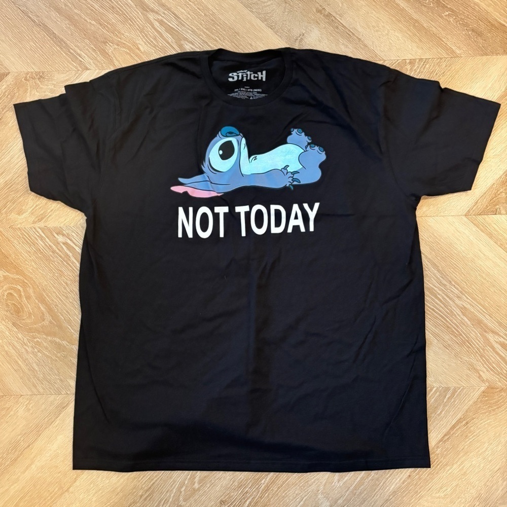 NWOT Disney Lilo and Stitch Black Tee with Blue Stitch Design